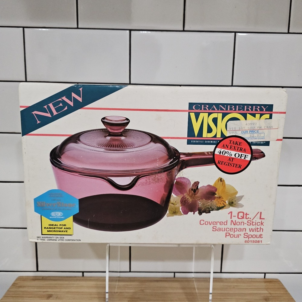 Vintage Cranberry Visions Ware Pot Corning Cookware‎ 1QT/L Saucepan New 6015081